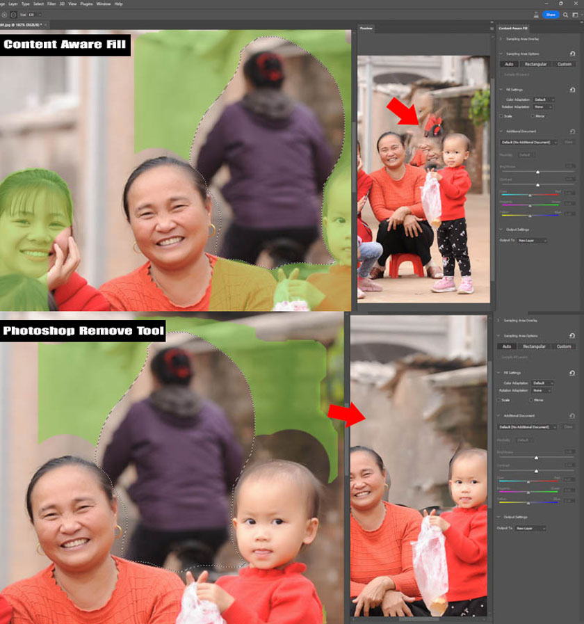Content Aware Fill và Photoshop Remove Tool
