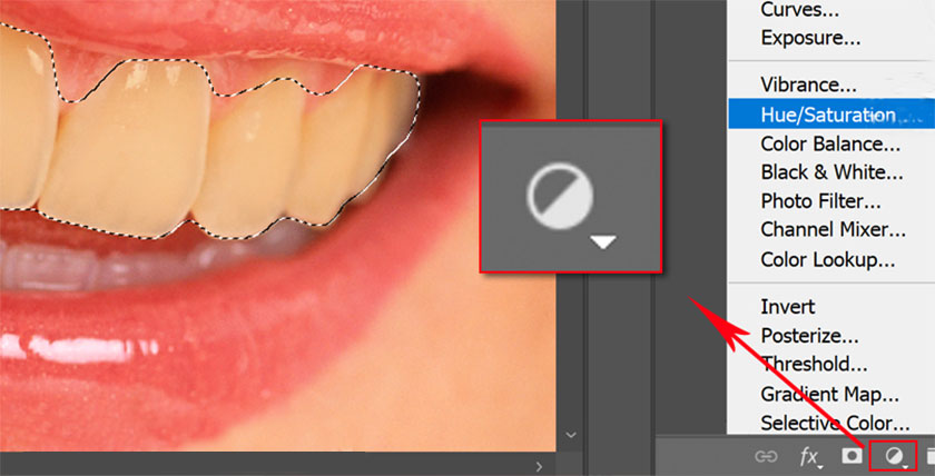 Áp dụng Adjustment layer để thực hiện làm trắng răng