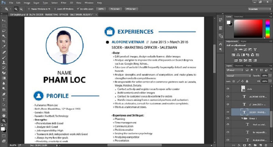 Cách thiết kế CV bằng Photoshop