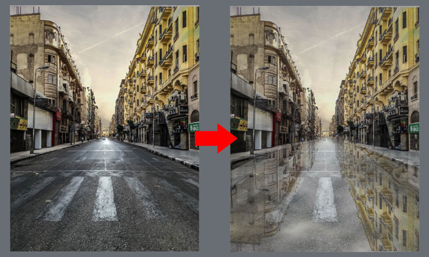 hiệu ứng nền đường sau mưa bão bằng Photoshop