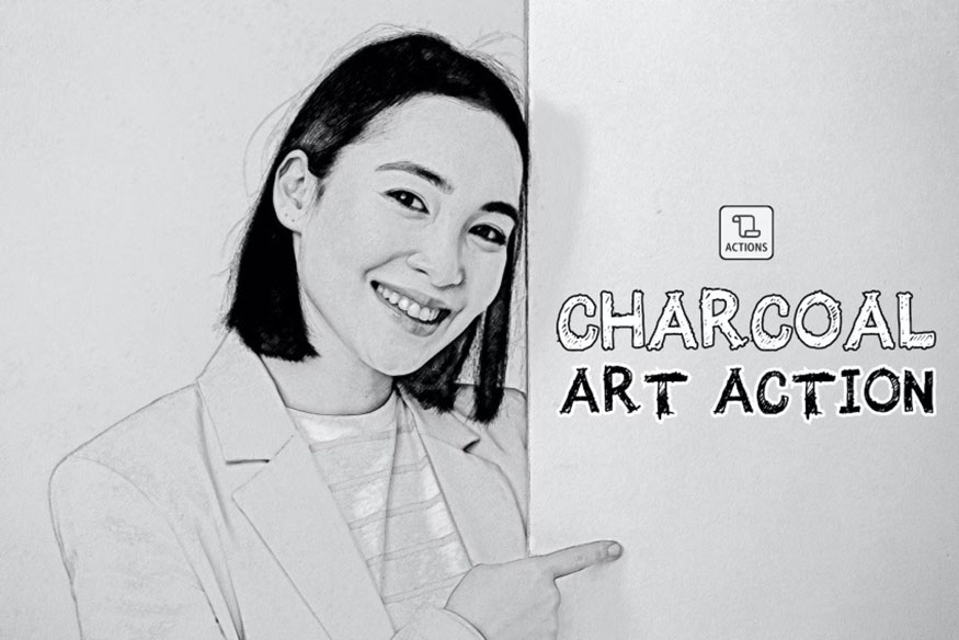 Action Art Charcoal Drawing Photoshop cho định dạng ATN, PAT