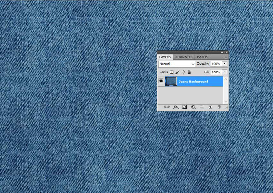 Tạo một tài liệu mới có kích thước 1100 x 600 px và tạo một layer mới có tên Jeans Background