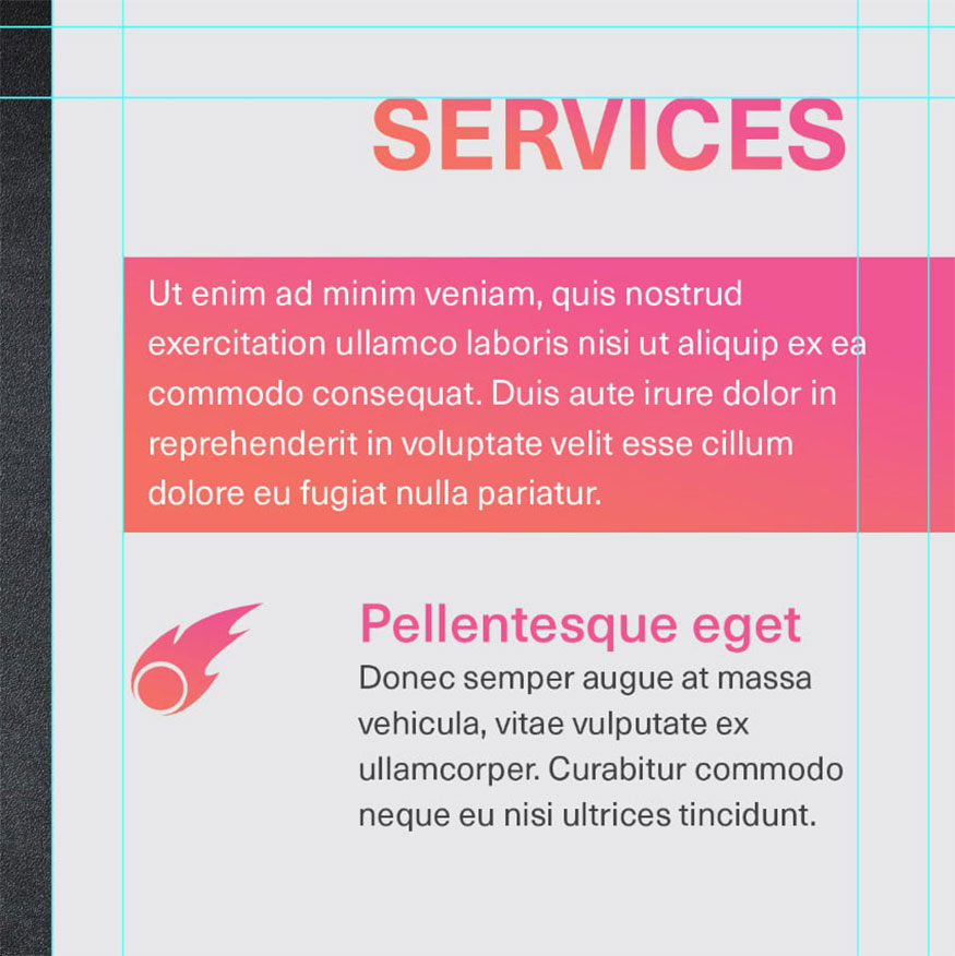 Thêm các biểu tượng liên quan đến dịch vụ vào bên trái văn bản.