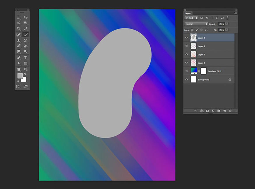Chọn công cụ Brush Tool (B) và đặt foreground color thành #aeaeae