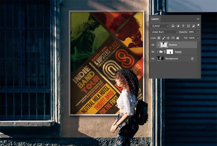 Chọn layer Shadow và nhấp chuột phải sau đó chọn Create Clipping Mask