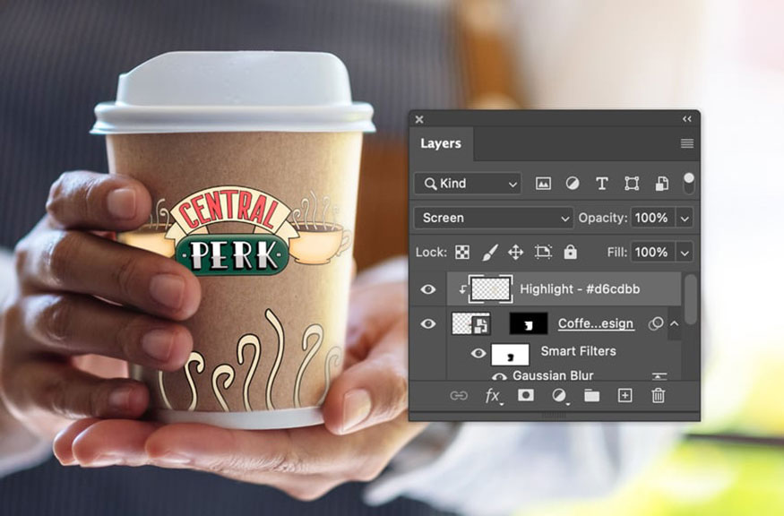 Tạo một layer mới phía trên layer Coffee Logo Design.