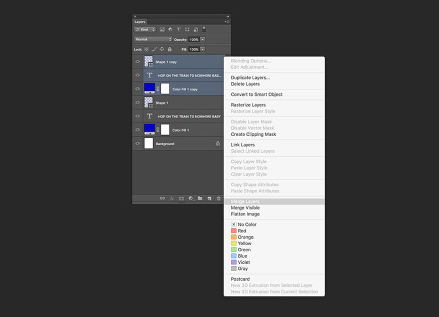 Duplicate layers và trong Destination