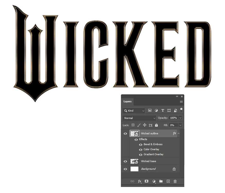 Nhấn đúp vào lớp Đường viền Wicked