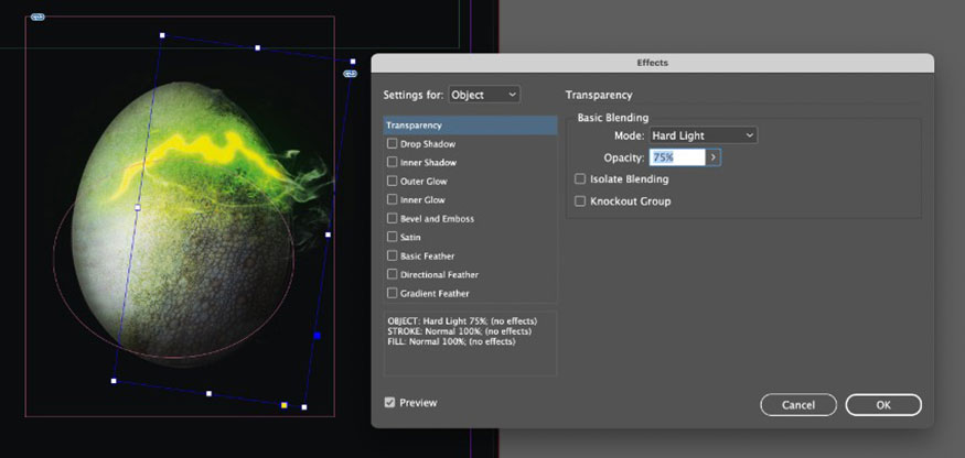 vào Object => Effects => Transparency