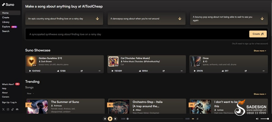 Nâng cấp tài khoản Suno AI tại SaDesign