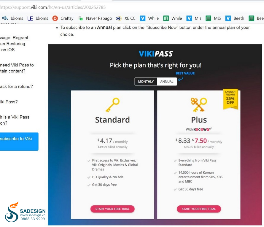 Hướng dẫn mua tài khoản Viki Pass Plus tại SaDesign