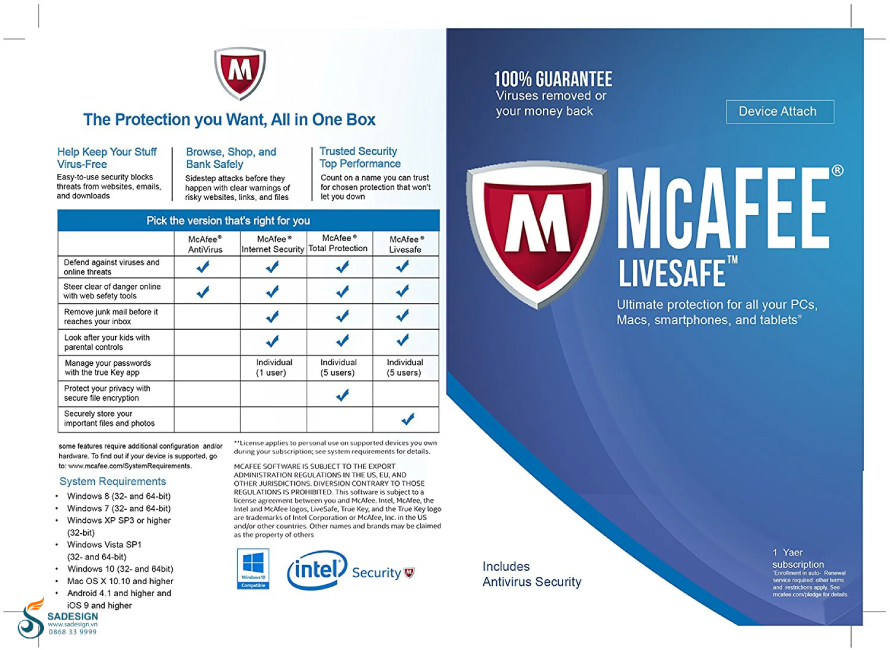 Hướng dẫn mua key McAfee LiveSafe tại SaDesign