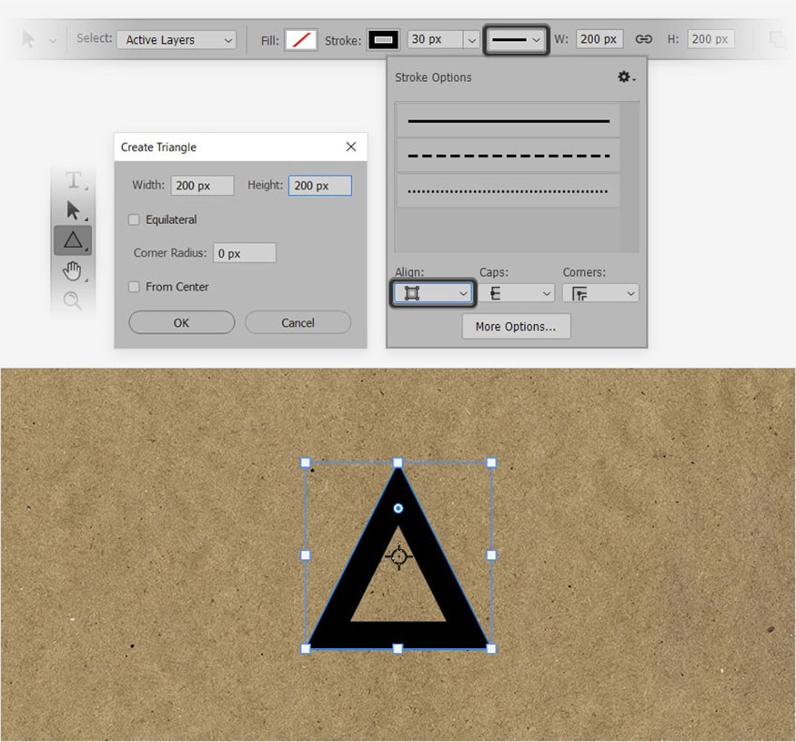 Chọn công cụ Triangle Tool (U)