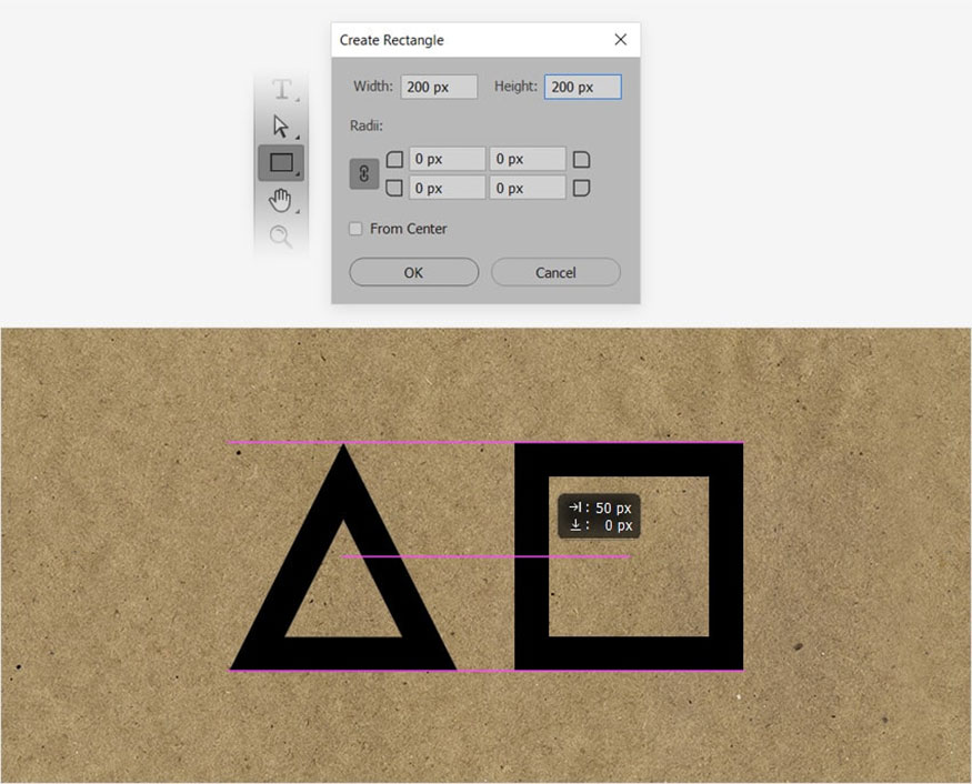 sử dụng công cụ Rectangle Tool (U)