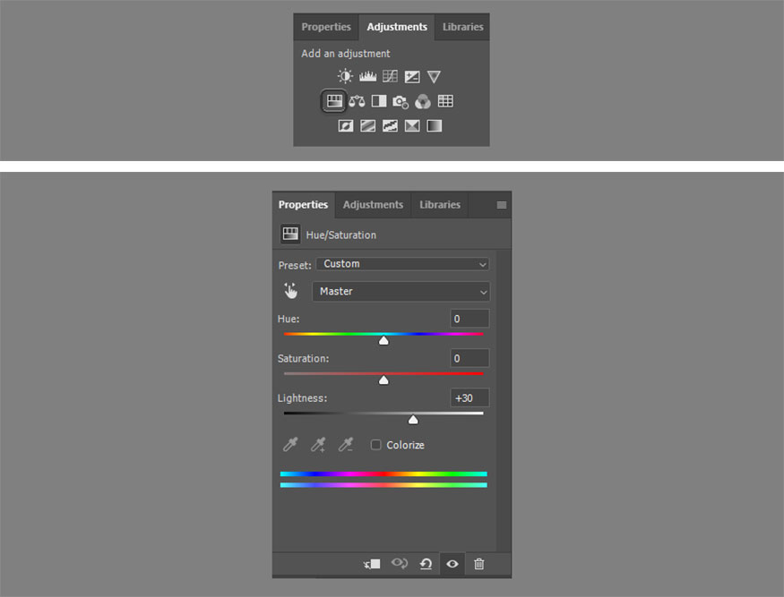 sử dụng lớp điều chỉnh Hue/Saturation