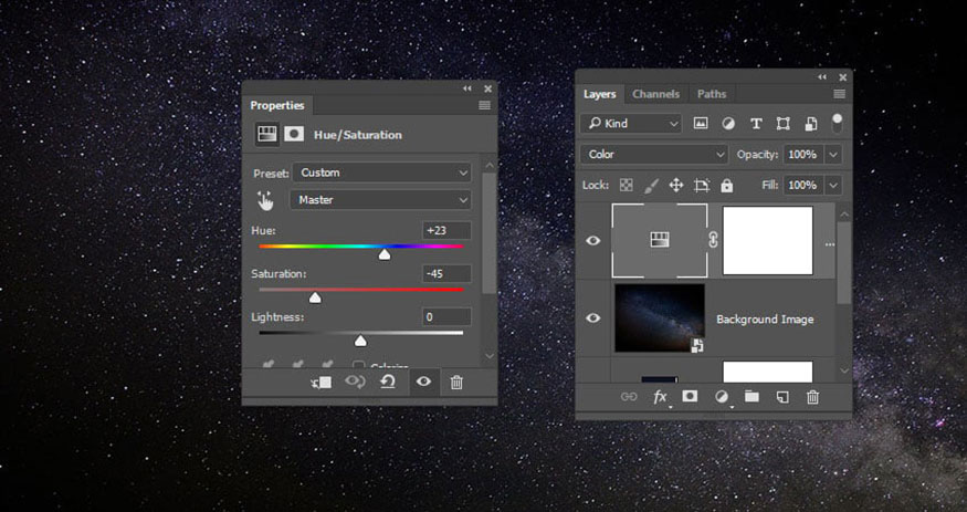 Create new fill or adjustment layer => Hue/Saturation