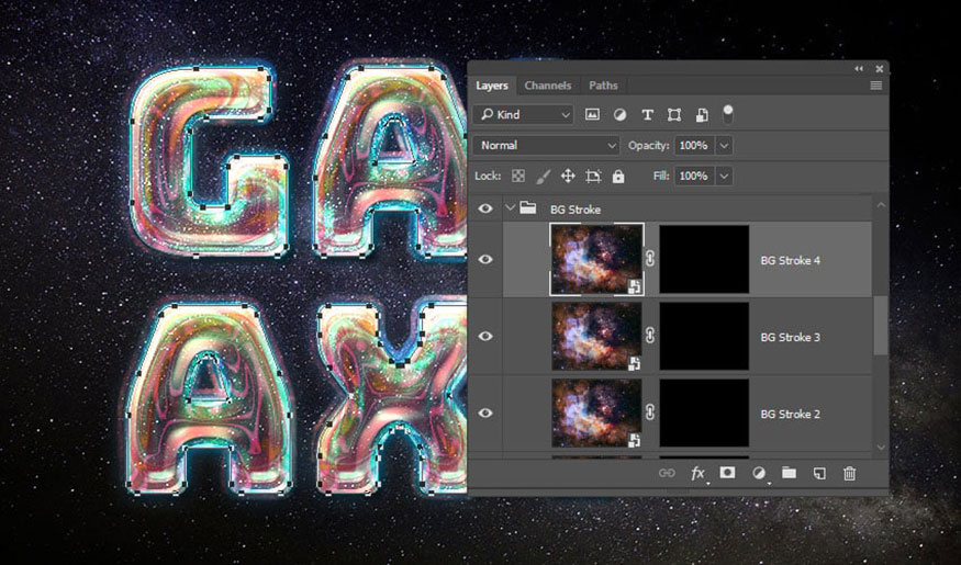 Nhấn Ctrl+J 3 lần layer BG Stroke 1