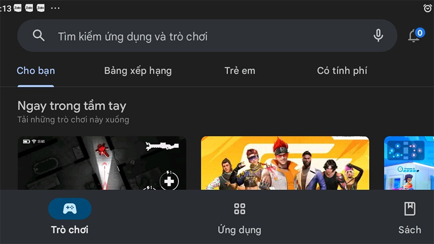 Mở ứng dụng CH Play