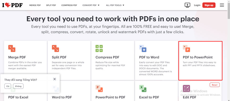 Bấm chọn PDF to PowerPoint.