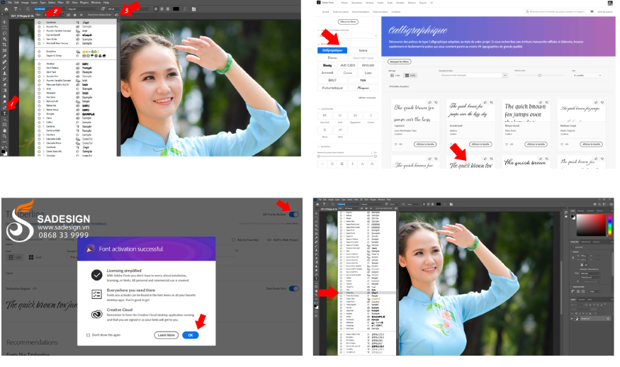 Thêm Font chữ vào Photoshop từ Adobe Fonts