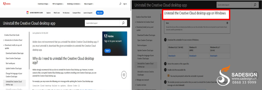 Uninstall the Creative Cloud desktop app on Windows
