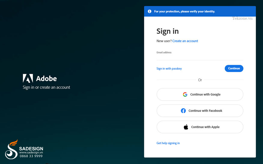 Nếu chưa đăng nhập, Adobe sẽ yêu cầu bạn nhập trước khi chuyển hướng đến trang kế hoạch.