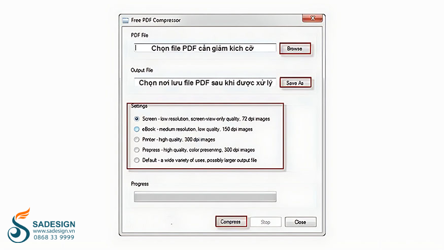 Nén file PDF với công cụ Free PDF Compressor