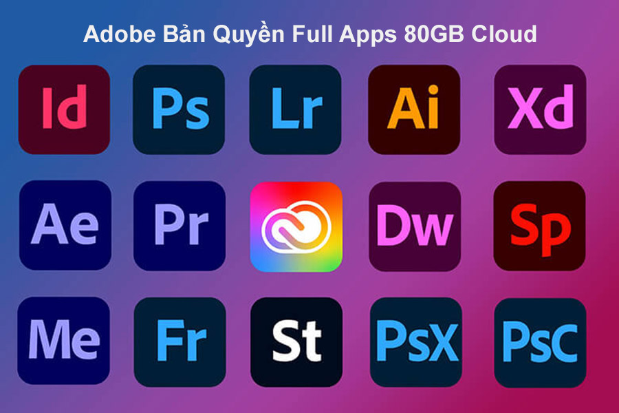 Adobe Bản Quyền Full Apps 80GB Cloud