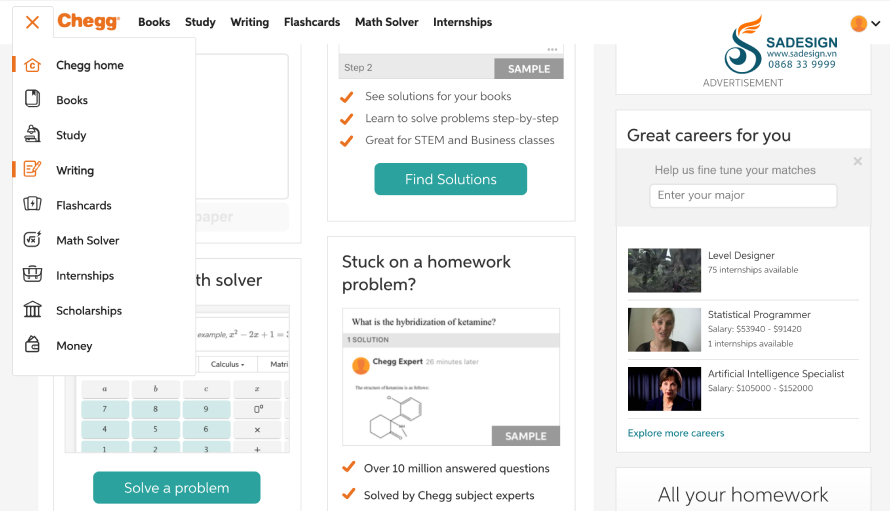 Hướng dẫn mua tài khoản Chegg Study tại SaDesign