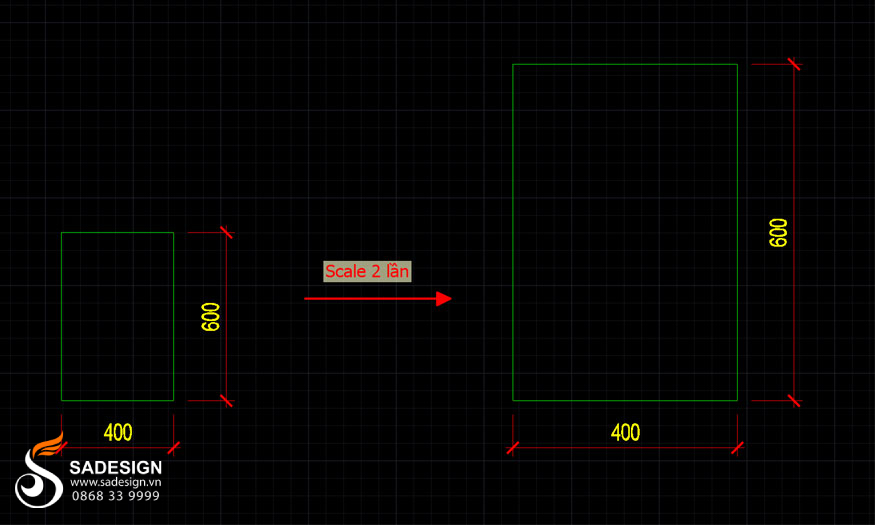 Scale không thay đổi kích thước trong Cad