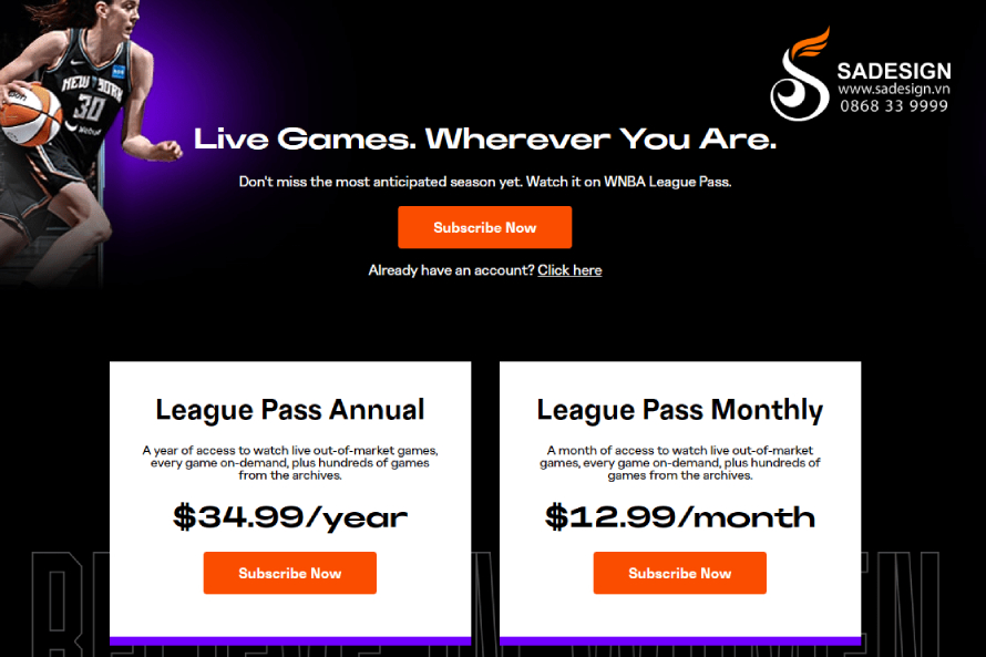 Hướng dẫn mua tài khoản WNBA League Pass tại SaDesign