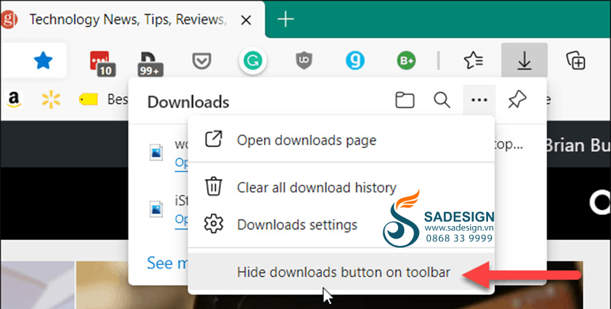 hãy nhấp vào nút Downloads