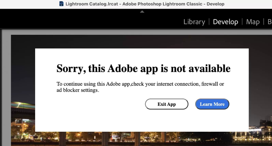 Lỗi: "Sorry, this Adobe app is not available"