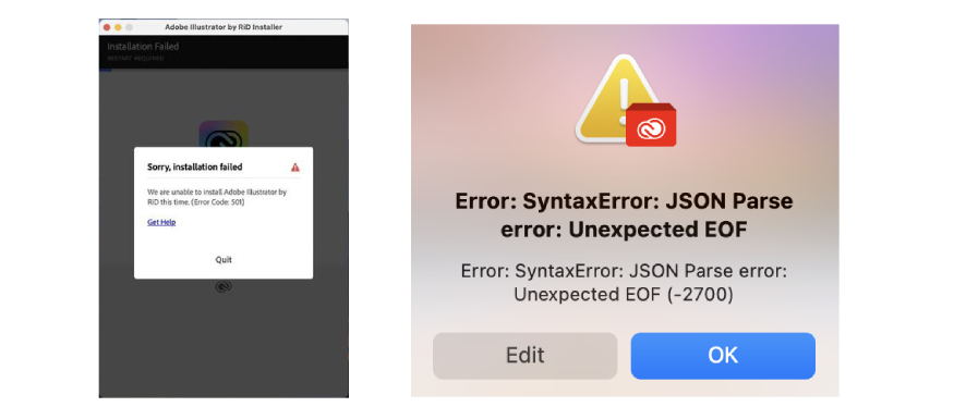 Lỗi: "Error: SyntaxError: Json Parse... (-2700)"