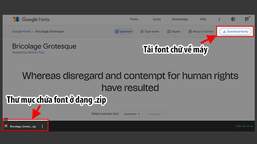 Chọn font chữ yêu thích sau đó tiến hành tải về máy