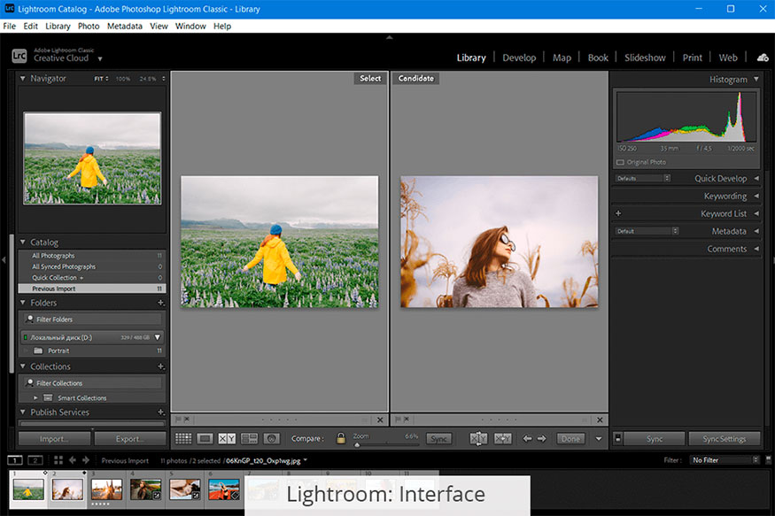 Về giao diện ứng dụng Lightroom 