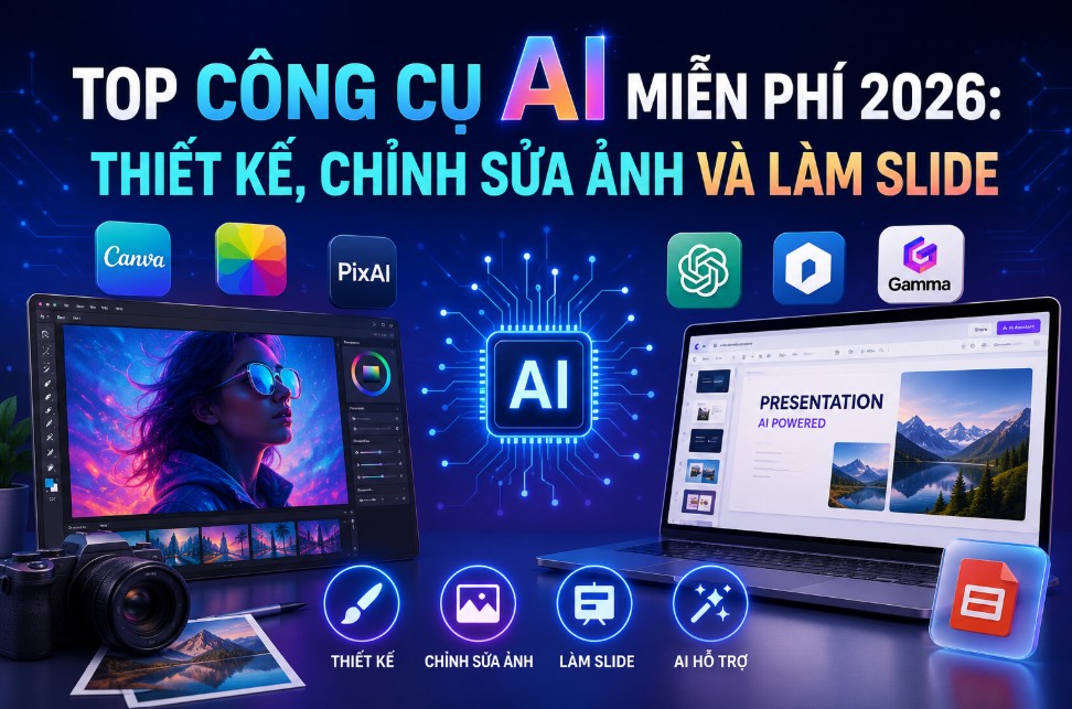 Top Công Cụ AI Miễn Phí 2026: Thiết Kế, Chỉnh Sửa Ảnh Và Làm Slide