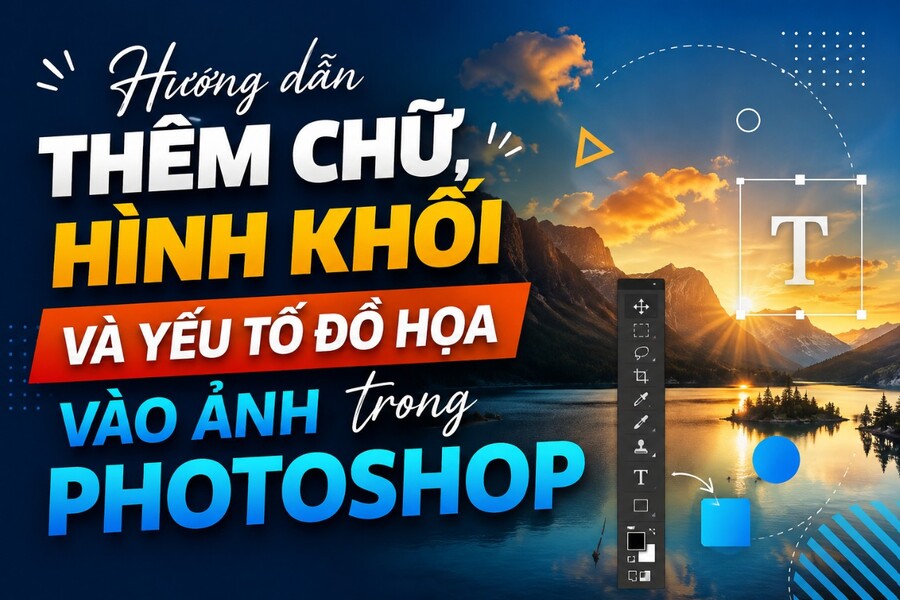 Hướng dẫn thêm chữ, hình khối và yếu tố đồ họa vào ảnh trong Photoshop