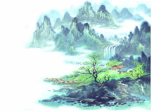 SD BA058 Watercolor Chinese painting landscape painting material