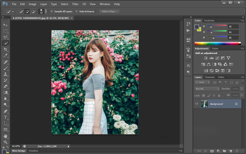 Xóa nền ảnh đa sắc đổ bóng trong photoshop