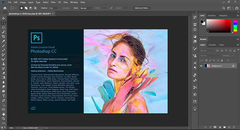 thanh công cụ mặc định có sẵn trong photoshop