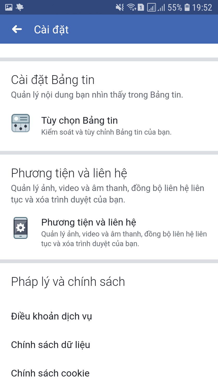 chọn mục phương tiện và liên hệ