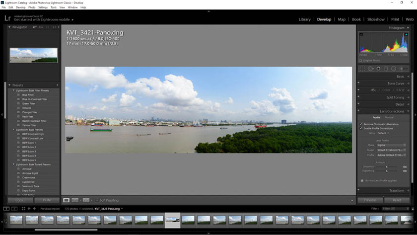 ảnh panorama ghép bằng lightroom