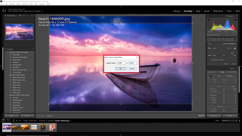 chọn tỷ lệ trong lightroom