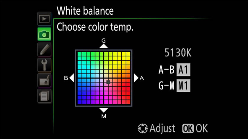 Điều chỉnh tốt White Balance Shift