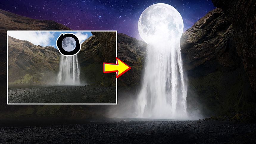 Instructions for pairing the moon on the waterfall